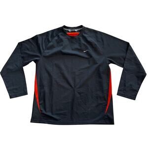 Y2K Nike Men's MD Gray & Orange Long Sleeve Athletic Shirt